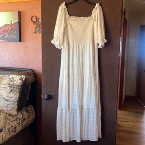 Cream & Silver Long Baby Doll Dress